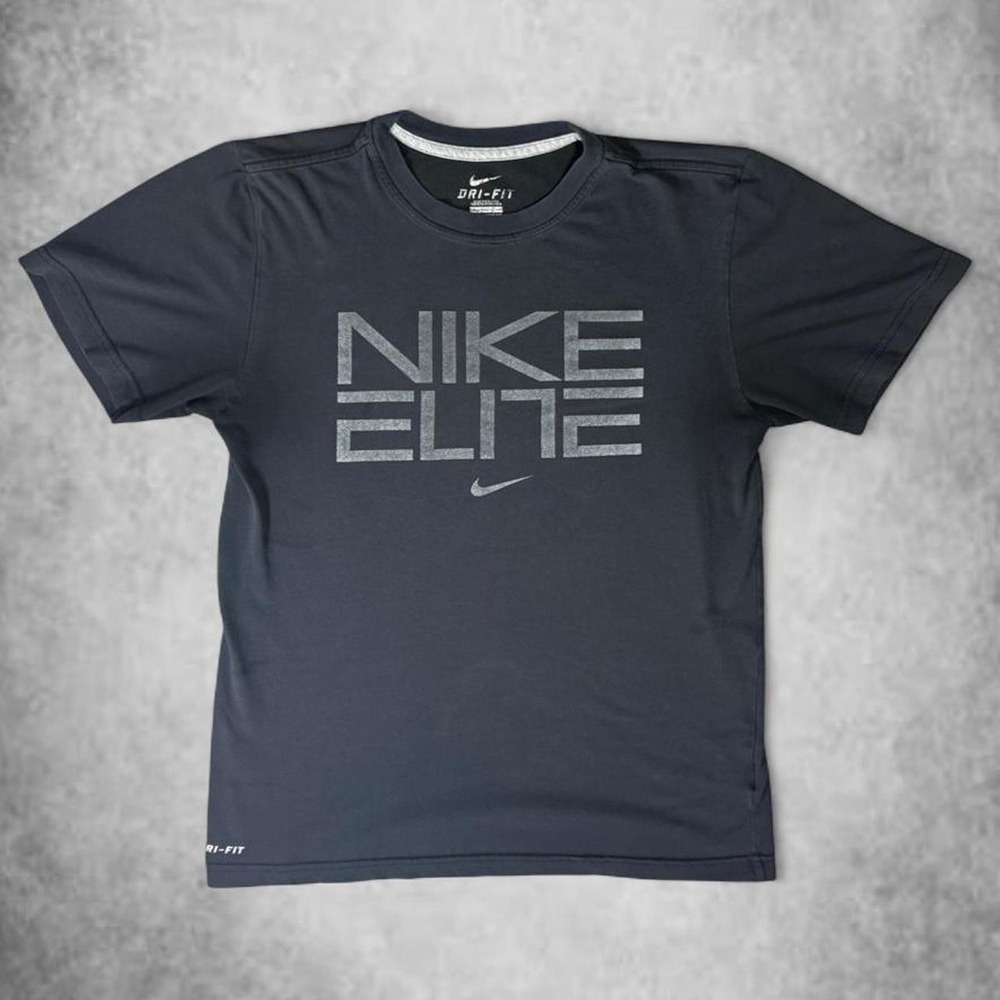 Nike Elite Graphic Tee Mens Small Dark Charcoal Gray Dri-FIT Athletic Shirt Y2K